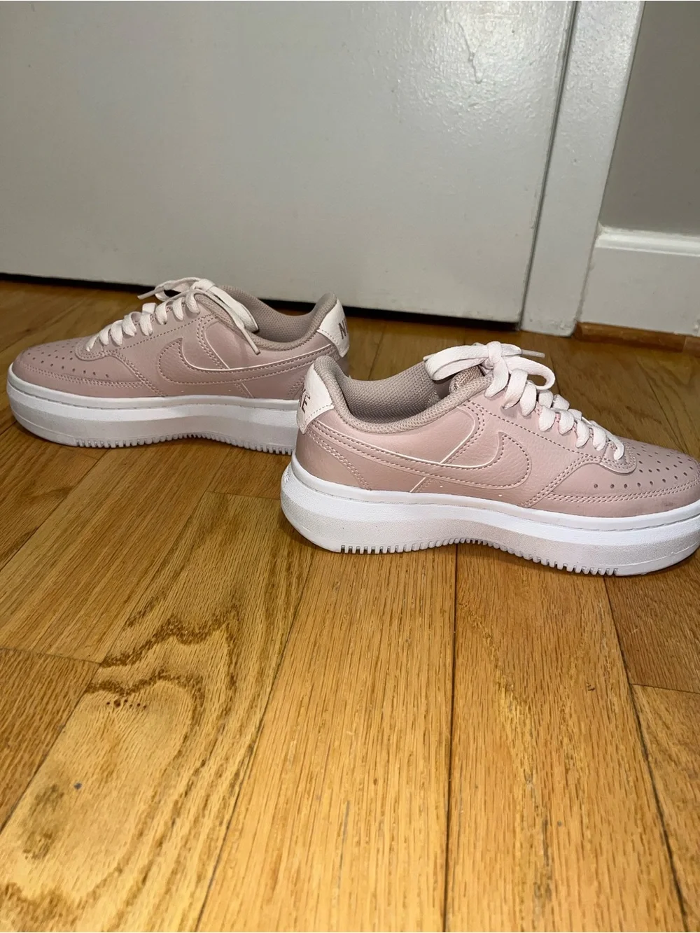Nike Women’s Low-Top Lace-Up Sneakers in Light Pink and White